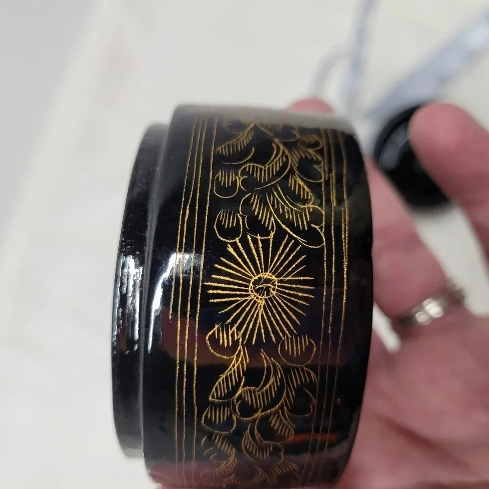 SOLD                  Hand-Painted Ornate Jewelry Wood Paper Mache Trinket Box - - Picture 8 of 16